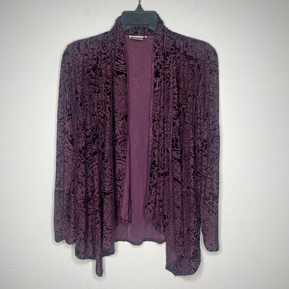 Velvet Burnout Cardigan Jacket Top Petite Small Purple Witchy Whimsigoth Sheer - Picture 3 of 8